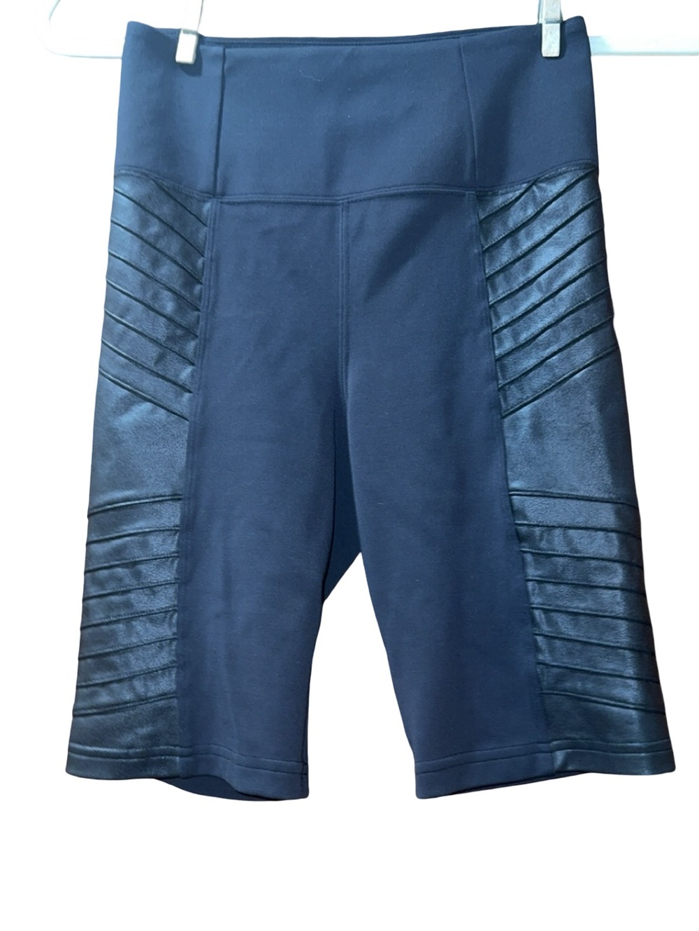 Athleta Black Quilted-Panel High-Rise Bike Shorts